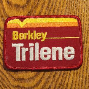 Vintage Berkley Trilene Fishing Patch Red/Yellow/White Rectangular Sew-On Patch